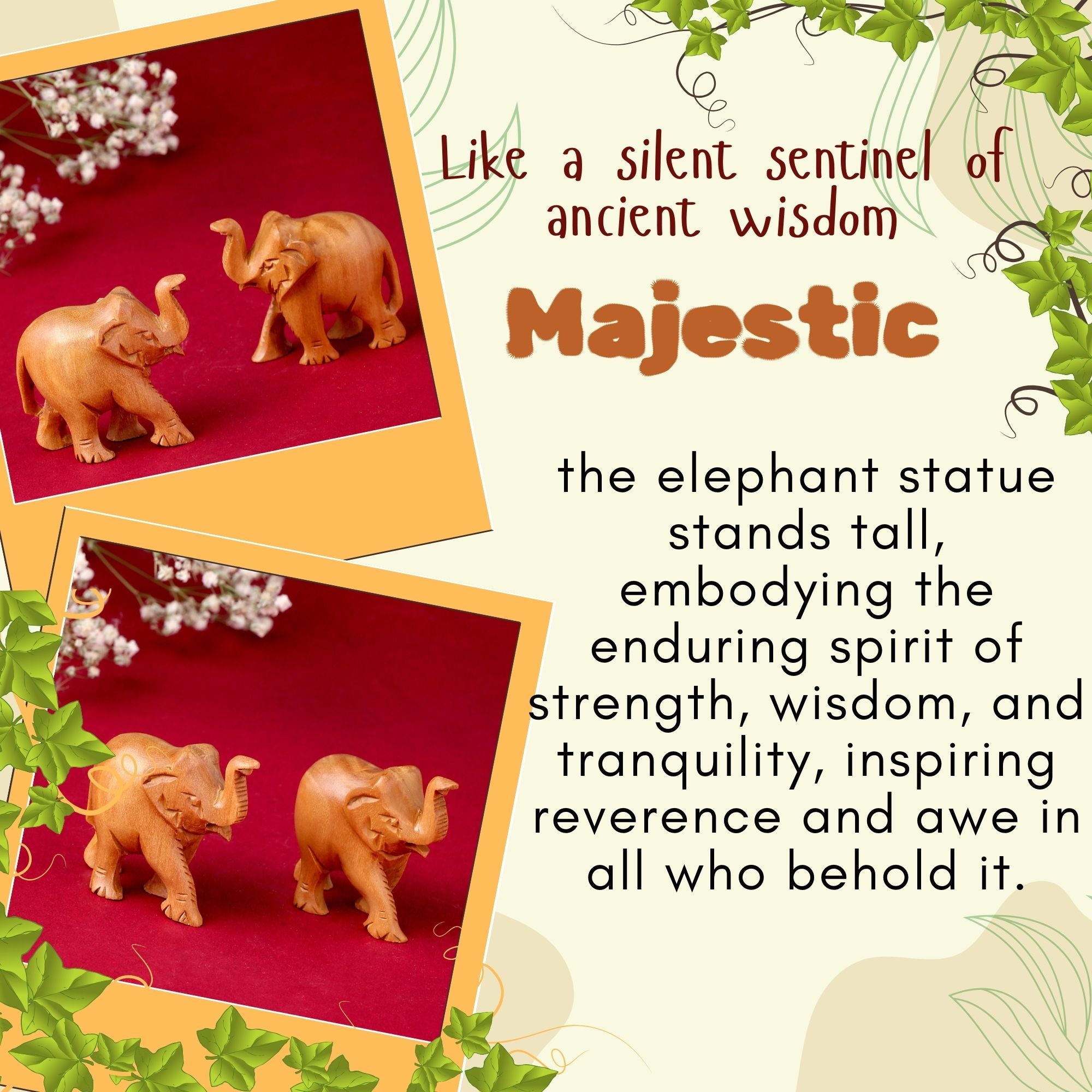 RDK Natural Sandalwood 3 Inch Elephant Pair