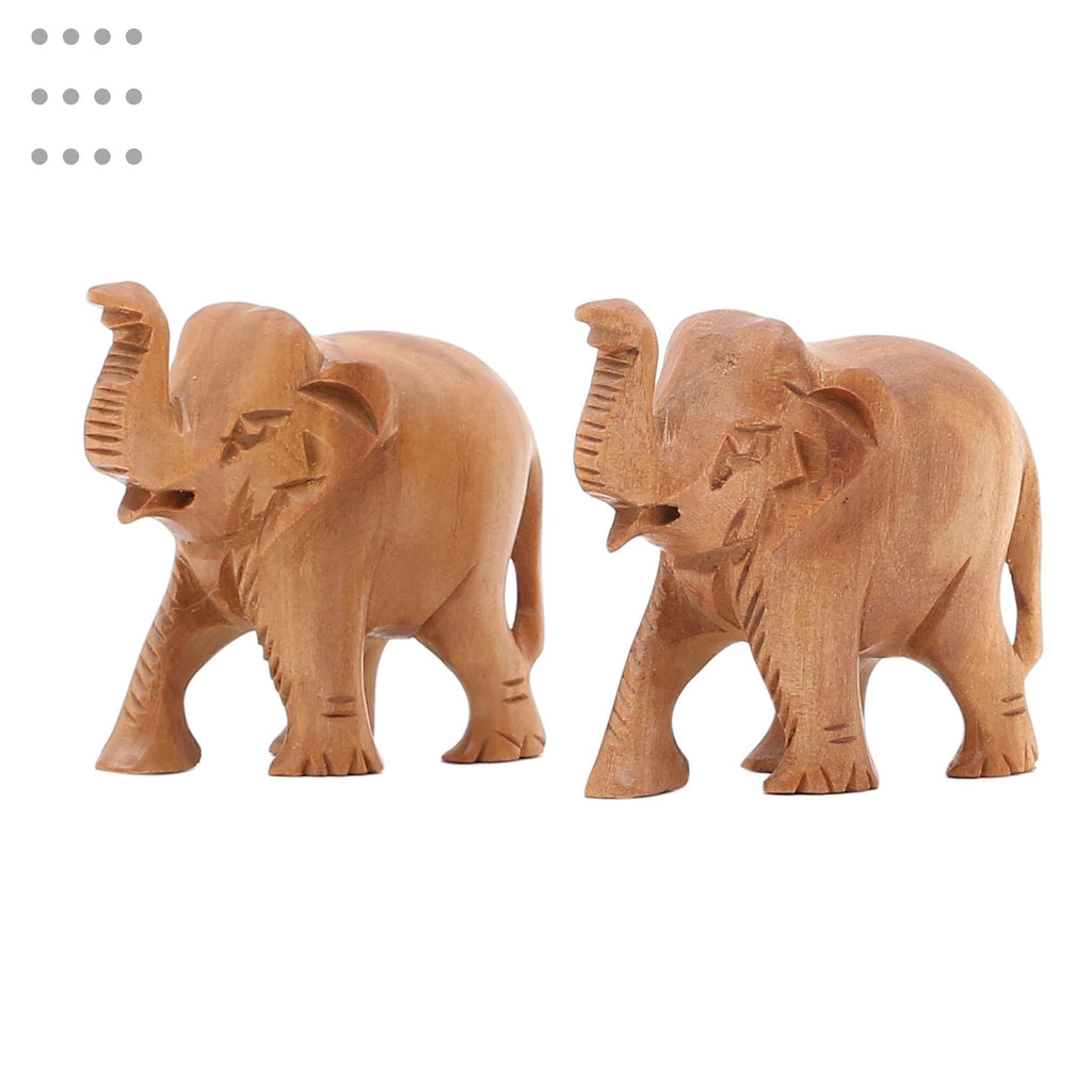 RDK Natural Sandalwood 3 Inch Elephant Pair